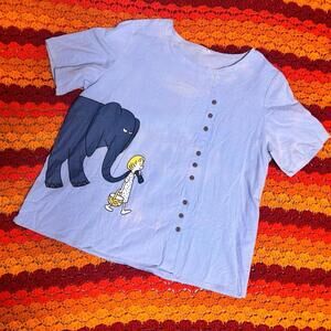 American Vintage Women's Blue and Purple Tshirt